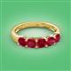 3 - Wendy 2.20 ctw (4.00 mm) Cushion Shape Created Ruby Side Gallery 5 Stone Wedding Band 