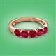 3 - Wendy 2.20 ctw (4.00 mm) Cushion Shape Created Ruby Side Gallery 5 Stone Wedding Band 