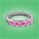 3 - Wendy 1.70 ctw (4.00 mm) Cushion Shape Created Pink Sapphire Side Gallery 5 Stone Wedding Band 