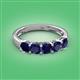 3 - Wendy 2.20 ctw (4.00 mm) Cushion Shape Created Blue Sapphire Side Gallery 5 Stone Wedding Band 