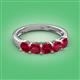 3 - Wendy 2.20 ctw (4.00 mm) Cushion Shape Created Ruby Side Gallery 5 Stone Wedding Band 