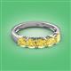 3 - Wendy 1.70 ctw (4.00 mm) Cushion Shape Created Yellow Sapphire Side Gallery 5 Stone Wedding Band 