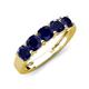 4 - Wendy 2.20 ctw (4.00 mm) Cushion Shape Created Blue Sapphire Side Gallery 5 Stone Wedding Band 
