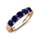 4 - Wendy 2.20 ctw (4.00 mm) Cushion Shape Created Blue Sapphire Side Gallery 5 Stone Wedding Band 