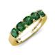 4 - Wendy 1.50 ctw (4.00 mm) Cushion Shape Created Emerald Side Gallery 5 Stone Wedding Band 