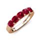 4 - Wendy 2.20 ctw (4.00 mm) Cushion Shape Created Ruby Side Gallery 5 Stone Wedding Band 