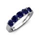 4 - Wendy 2.20 ctw (4.00 mm) Cushion Shape Created Blue Sapphire Side Gallery 5 Stone Wedding Band 