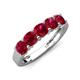 4 - Wendy 2.20 ctw (4.00 mm) Cushion Shape Created Ruby Side Gallery 5 Stone Wedding Band 