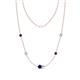 1 - Linea 0.55 ctw Blue Sapphire (4 mm) and Aquamarine Women Station Necklace 