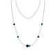 1 - Linea 0.55 ctw Blue Sapphire (4 mm) and Emerald Women Station Necklace 