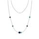 1 - Linea 0.63 ctw Blue Sapphire (4 mm) and Green Garnet Women Station Necklace 
