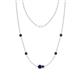 1 - Linea 0.63 ctw Blue Sapphire (4 mm) and Red Garnet Women Station Necklace 