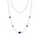 1 - Linea 0.55 ctw Blue Sapphire (4 mm) and Turquoise Women Station Necklace 