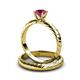 3 - Eudora 1.00 ct Classic Rhodolite Garnet Solitaire Bridal Set Ring 