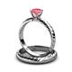 3 - Eudora 0.87 ct Classic Pink Tourmaline Solitaire Bridal Set Ring 