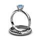 3 - Eudora 0.95 ct Classic Blue Topaz Solitaire Bridal Set Ring 