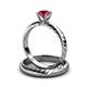 3 - Eudora 1.00 ct Classic Rhodolite Garnet Solitaire Bridal Set Ring 