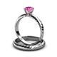 3 - Eudora 0.95 ct Classic Pink Sapphire Solitaire Bridal Set Ring 