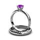 3 - Eudora 0.87 ct Classic Amethyst Solitaire Bridal Set Ring 