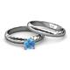 4 - Eudora 0.95 ct Classic Blue Topaz Solitaire Bridal Set Ring 