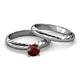 4 - Eudora 1.05 ct Classic Red Garnet Solitaire Bridal Set Ring 