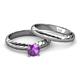 4 - Eudora 0.87 ct Classic Amethyst Solitaire Bridal Set Ring 