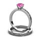 4 - Cael 0.95 ct Classic Pink Sapphire Solitaire Bridal Set Ring 