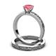 4 - Cael 0.87 ct Classic Pink Tourmaline Solitaire Bridal Set Ring 