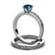 4 - Cael 1.00 ct Classic Blue Diamond Solitaire Bridal Set Ring 