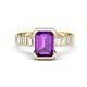 1 - Dionne 2.85 ctw Emerald Shape Amethyst (9 X 7 mm) accented Baguette Shape Lab Grown Diamonds Engagement Ring 