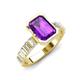 4 - Dionne 2.85 ctw Emerald Shape Amethyst (9 X 7 mm) accented Baguette Shape Lab Grown Diamonds Engagement Ring 