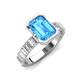 4 - Dionne 3.60 ctw Emerald Shape Blue Topaz (9 X 7 mm) accented Baguette Shape Lab Grown Diamonds Engagement Ring 
