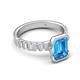 8 - Dionne 3.60 ctw Emerald Shape Blue Topaz (9 X 7 mm) accented Baguette Shape Lab Grown Diamonds Engagement Ring 