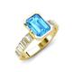 5 - Dionne 3.60 ctw Emerald Shape Blue Topaz (9 X 7 mm) accented Baguette Shape Lab Grown Diamonds Engagement Ring 