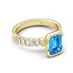 8 - Dionne 3.60 ctw Emerald Shape Blue Topaz (9 X 7 mm) accented Baguette Shape Lab Grown Diamonds Engagement Ring 