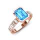 5 - Dionne 3.60 ctw Emerald Shape Blue Topaz (9 X 7 mm) accented Baguette Shape Lab Grown Diamonds Engagement Ring 