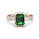 1 - Dionne 2.50 ctw Emerald Shape Created Emerald (9 X 7 mm) accented Baguette Shape Lab Grown Diamonds Engagement Ring 