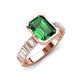 5 - Dionne 2.50 ctw Emerald Shape Created Emerald (9 X 7 mm) accented Baguette Shape Lab Grown Diamonds Engagement Ring 