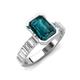 5 - Dionne 3.60 ctw Emerald Shape London Blue Topaz (9 X 7 mm) accented Baguette Shape Lab Grown Diamonds Engagement Ring 