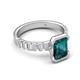 8 - Dionne 3.60 ctw Emerald Shape London Blue Topaz (9 X 7 mm) accented Baguette Shape Lab Grown Diamonds Engagement Ring 