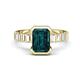 1 - Dionne 3.60 ctw Emerald Shape London Blue Topaz (9 X 7 mm) accented Baguette Shape Lab Grown Diamonds Engagement Ring 