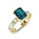 4 - Dionne 3.60 ctw Emerald Shape London Blue Topaz (9 X 7 mm) accented Baguette Shape Lab Grown Diamonds Engagement Ring 
