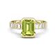 1 - Dionne 3.05 ctw Emerald Shape Peridot (9 X 7 mm) accented Baguette Shape Lab Grown Diamonds Engagement Ring 
