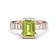 1 - Dionne 3.05 ctw Emerald Shape Peridot (9 X 7 mm) accented Baguette Shape Lab Grown Diamonds Engagement Ring 