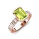5 - Dionne 3.05 ctw Emerald Shape Peridot (9 X 7 mm) accented Baguette Shape Lab Grown Diamonds Engagement Ring 