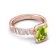 8 - Dionne 3.05 ctw Emerald Shape Peridot (9 X 7 mm) accented Baguette Shape Lab Grown Diamonds Engagement Ring 