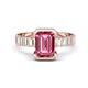 1 - Dionne 3.45 ctw Emerald Shape Pink Tourmaline (9 X 7 mm) accented Baguette Shape Lab Grown Diamonds Engagement Ring 