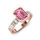5 - Dionne 3.45 ctw Emerald Shape Pink Tourmaline (9 X 7 mm) accented Baguette Shape Lab Grown Diamonds Engagement Ring 