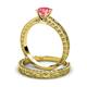 4 - Florie 0.87 ct Classic Pink Tourmaline Solitaire Bridal Set Ring 