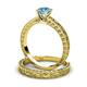 4 - Florie 0.95 ct Classic Blue Topaz Solitaire Bridal Set Ring 